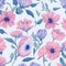 Quirky watercolor floral pattern with a mix of realistic and abstract elements. AI-Generative