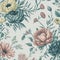 Quirky watercolor floral pattern with a vintage feel. AI-Generative