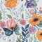 Quirky watercolor floral pattern with a whimsical touch. AI-Generative