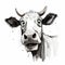 Quirky Watercolor Illustration: Humorous Black And White Cow\\\'s Face Sketch