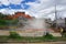 Quito, Ecuador - April,17, 2016: House destroyed by Earthquake with rescuers and heavy machinery in the south part of