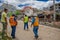 Quito, Ecuador - April,17, 2016: House destroyed by Earthquake with rescuers and heavy machinery in the south part of