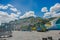 QUITO, ECUADOR, FEBRUARY 02, 2018: Close up of a food truck with a mountaing with some buildings in the horizont in the