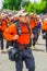 Quito, Ecuador - January 31, 2018: Outdoor view of unidentified people wearing a complete set of safeguard and