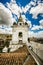 QUITO, ECUADOR - MAY 06 2016: Beautiful view of the dome of San Francis church with a view of colonial town with some