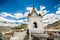 QUITO, ECUADOR - MAY 06 2016: Beautiful view of the dome of San Francis church with a view of colonial town with some