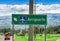 Quito, Ecuador - November 23 2017: Close up of informative sign of Airport word written with white letters in a green