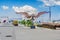 QUITO, ECUADOR- NOVEMBER, 27, 2017: Outdoor view of beautiful metallic wings structure at outdoors in the new boulevar