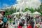 QUITO, ECUADOR- NOVEMBER, 28, 2017: Close up of group of young people having fun and dancing at a foam party at Quito