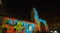 Quito, Pichincha Ecuador - August 9 2017: Close up of spectacle of lights projected on the facade of Church of Santo