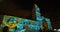 Quito, Pichincha Ecuador - August 9 2017: Close up of spectacle of lights projected on the facade of Church of Santo