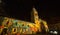 Quito, Pichincha Ecuador - August 9 2017: Close up of spectacle of lights projected on the facade of Church of Santo