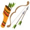 Quiver, arrows and bow. Ancient weapon