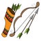 Quiver, arrows and bow. Ancient weapon