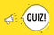 Quiz alert loudspeaker pop vector icon. Answer quiz question game marketing background