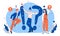 Quiz concept illustration of people asking questions and having answers, flat cartoon vector