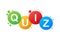 Quiz logo with speech bubble symbols, concept of questionnaire show sing, quiz button, question competition. Vector illustration.
