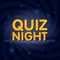 Quiz Night neon light sign in retro twist background with stars. Poster template illustration