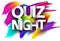 Quiz night poster with colorful brush strokes.