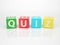 Quiz out of multicolored Letter Dices