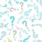 Quiz seamless pattern. Question marks, doubt, faq