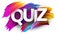 Quiz sign with colorful brush strokes.