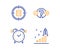 Quiz test, Calculator target and Alarm clock icons set. Development plan sign. Select answer, Audit, Time. Vector