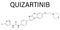Quizartinib cancer drug molecule, kinase inhibitor. Skeletal formula.