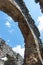 The Qum Basilica arch. Ancient christian temple in Azerbaijan from 5th century. Old historic religious buildings in