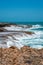 Quobba Blow Holes waves flooding coast during windy weather in Western Australia