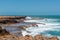 Quobba Blow Holes waves and spray during windy weather in Western Australia