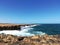 Quobba Blow Holes waves and spray during windy weather in Western Australia Coral Bay