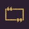 The Quotation Mark Speech Bubble icon. Quotes, citation, opinion symbol. Gold sparkles and glitter