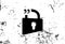 Quotation Mark Speech Bubble. Quote sign icon. Abstract background. Padlock.