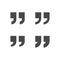 Quotation marks, square quotes black isolated vector icon set.