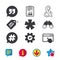 Quote, asterisk footnote icons. Hashtag symbol.