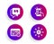 Quote bubble, Music phone and Web timer icons set. Multichannel sign. Chat comment, Radio sound, Online test. Vector