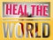 Quote heal the world with gradient red white and yellow color background