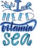 Quote i need vitamin sea. lettering vitamin sea. hand drawn vector illustration