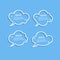 Quote outline cloud speech bubbles set