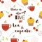 Quote There is allways time for tea cupcake decorated hot drinks sweet dessert vector