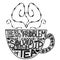 Quote There is no problem that could not be solved with a cup of tea. Lettering inscribed in the shape of a cup of tea. Tea love