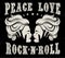 Quote typographical background `Peace love rock `n` roll.