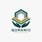 Quran logo design vector. Text of islam illustration symbol. Arabic ornament vector icon.