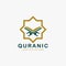Quran logo design vector. Text of islam illustration symbol. Arabic ornament vector icon