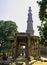 Qutb Minar tower seen through the ruined Quwwat ul-Islam Mosque at Qutub Minar complex - New Delhi, India