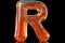 R Alphabet Letter Liquid 3D isolated on black background Generative AI