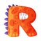 R consonant letter dino font. Dinosaur alphabet, cute dino effect letter sign, abc for kids, nursery, birthday party