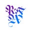 R, F, A in the Gothic style. Vector. Letters and symbols on a white background. Calligraphy with a color marker. Medieval latin le