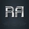 R and A - initials or silver logo. RA - Metallic 3d icon or logotype template. Vector Design element with lineart option